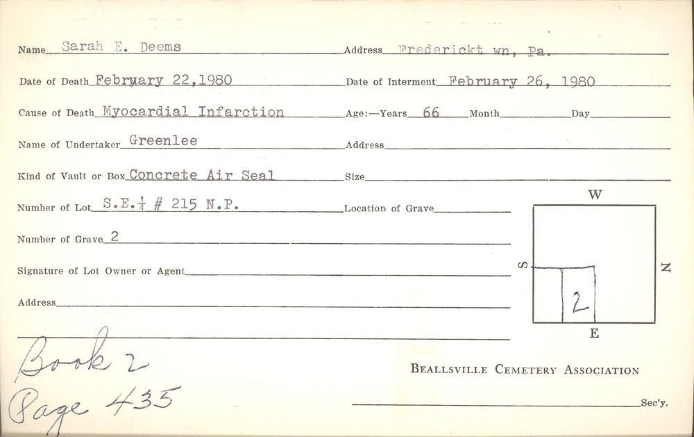burial card